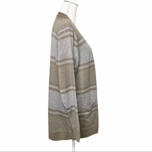 Jason Maxwell NWT Striped Boyfriend Open Cardigan Pockets Brown Stripe Size 1X - Picture 4 of 11